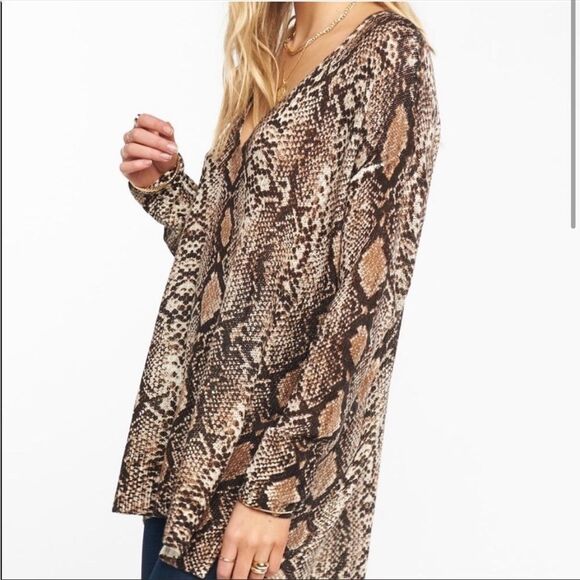 SHOW ME YOUR MUMU | Hug Me Sweater Python Knit Brown Cream Women’s Size Medium - Picture 2 of 12